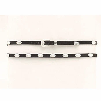 Black Hat Band With Oval Conchos 3 Black Hat Band With Oval Conchos