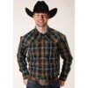Roper Dark Chocolate Plaid Long Sleeve -Weaver Leather Cowboy Store 0300102781049a