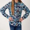 ROPER Girl's Multi Blue Aztec L/S -Weaver Leather Cowboy Store 0308005902048a