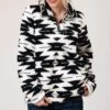 ROPER Black And White Aztec Polar Fleece -Weaver Leather Cowboy Store 0309802506172Front