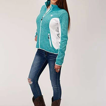 Turquoise/White Fleece Jacket 5 Turquoise/White Fleece Jacket - Image 3
