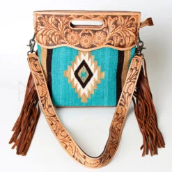 American Darling Turquoise Aztec/Floral Tooled Purse -Weaver Leather Cowboy Store 109166 C