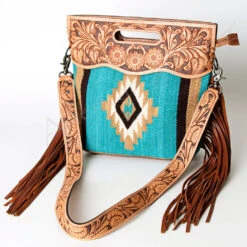 American Darling Turquoise Aztec/Floral Tooled Purse -Weaver Leather Cowboy Store 109166 z 1