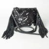 American Darling White/Black Hide With Acid Wash And Fringe Purse -Weaver Leather Cowboy Store 109979 C
