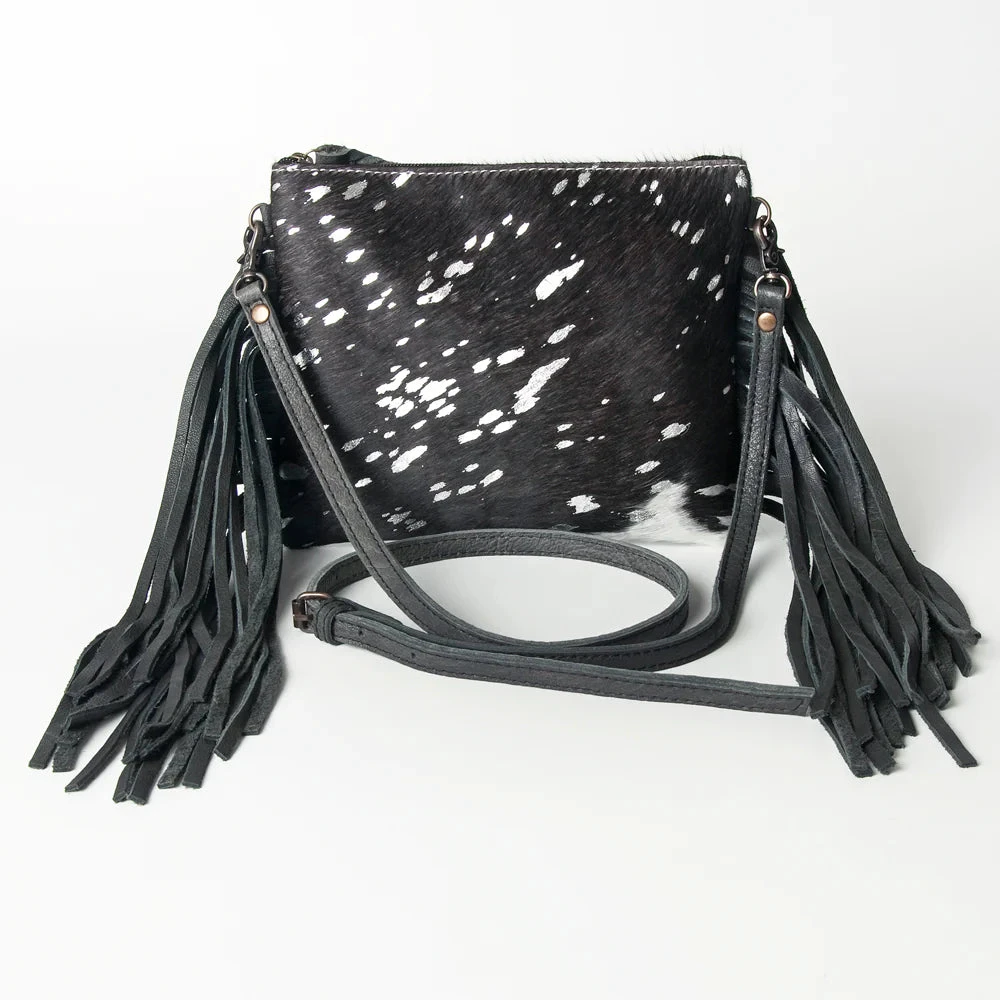 American Darling White/Black Hide With Acid Wash And Fringe Purse 3 American Darling White/Black Hide With Acid Wash And Fringe Purse