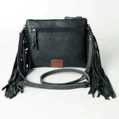 American Darling White/Black Hide With Acid Wash And Fringe Purse 10 American Darling White/Black Hide With Acid Wash And Fringe Purse -Weaver Leather Cowboy Store 109979 G