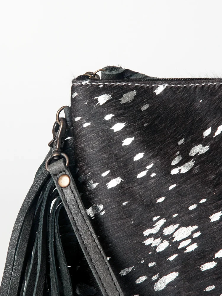 American Darling White/Black Hide With Acid Wash And Fringe Purse 4 American Darling White/Black Hide With Acid Wash And Fringe Purse - Image 2