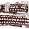 Women's Brown Gator Rhinestone Stud Belt -Weaver Leather Cowboy Store 113 brown