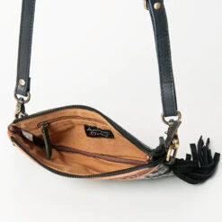 American Darling Black & White Hide Tooled Purse -Weaver Leather Cowboy Store 113981 I