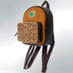 American Darling Tooled Leather W/ Turquoise Stone Backpack -Weaver Leather Cowboy Store 118589 Y