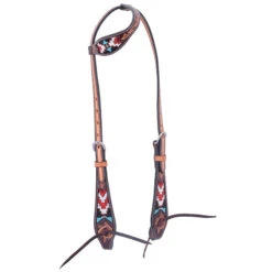 Oxbow Antique Tooled And Beaded One Ear Headstall