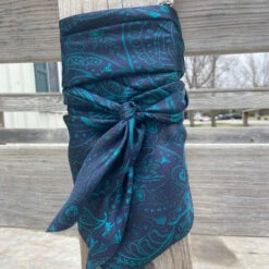 Navy And Turquoise Paisley Wild Rag