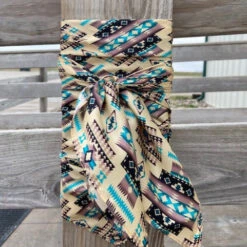 Tan And Turquoise Aztec Wild Rag