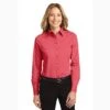 Women's Solid Hibiscus Long Sleeve Shirt -Weaver Leather Cowboy Store 1694 Hibiscus 1 L608HibiscusModelFront 1200W