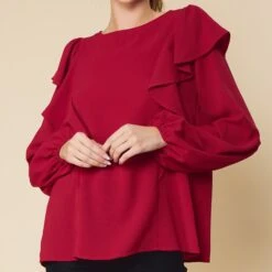 Ruffle Detailed Long Sleeve Top -Weaver Leather Cowboy Store 17273678 d3b3a29f 8eee 480c b693 cff06f71f13b