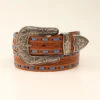 Women's Brown And Blue Floral Laced Belt -Weaver Leather Cowboy Store 1 12 NAT FLRL WBLUE LACE prd 75423 s da60471