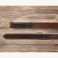 Texas Saddlery Kids Chocolate Roughout/Spider Tooled Combo Belt