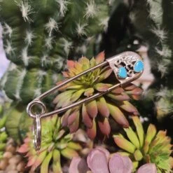 Turquoise Safety Pin Key Chain