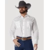 Wrangler Solid White Pearl Snap Shirt -Weaver Leather Cowboy Store 2022 02 14 2