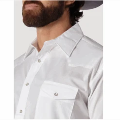 Wrangler Solid White Pearl Snap Shirt -Weaver Leather Cowboy Store 2022 02 14 3