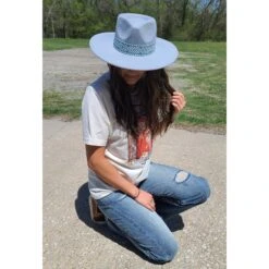 Ladies Blue Fedora Aztec Band -Weaver Leather Cowboy Store 20220413 134941