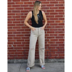 KanCan Taupe 90's Ultra High Rise Wide Leg Jean -Weaver Leather Cowboy Store 20230405 133503