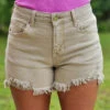 Sand Medium Rise Distressed Shorts -Weaver Leather Cowboy Store 20230510 095930