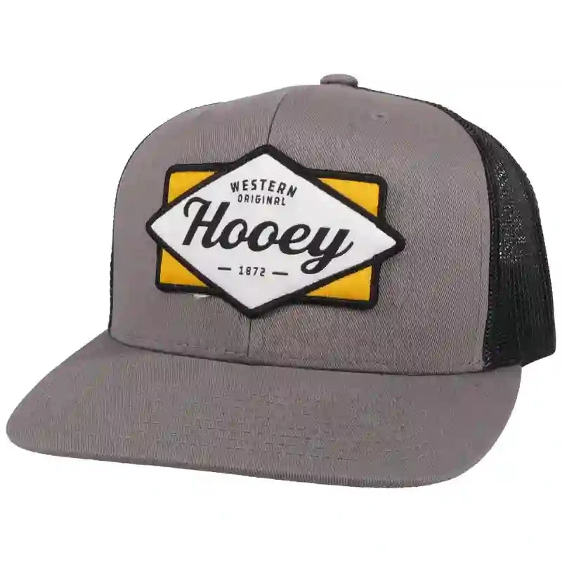 Hooey Mid Profile Grey/Black Cap-Western Original Patch 3 Hooey Mid Profile Grey/Black Cap-Western Original Patch