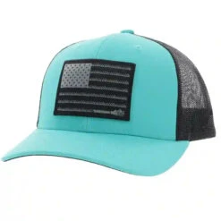Hooey Mid Profile Turq/Black Cap-Liberty Roper Patch