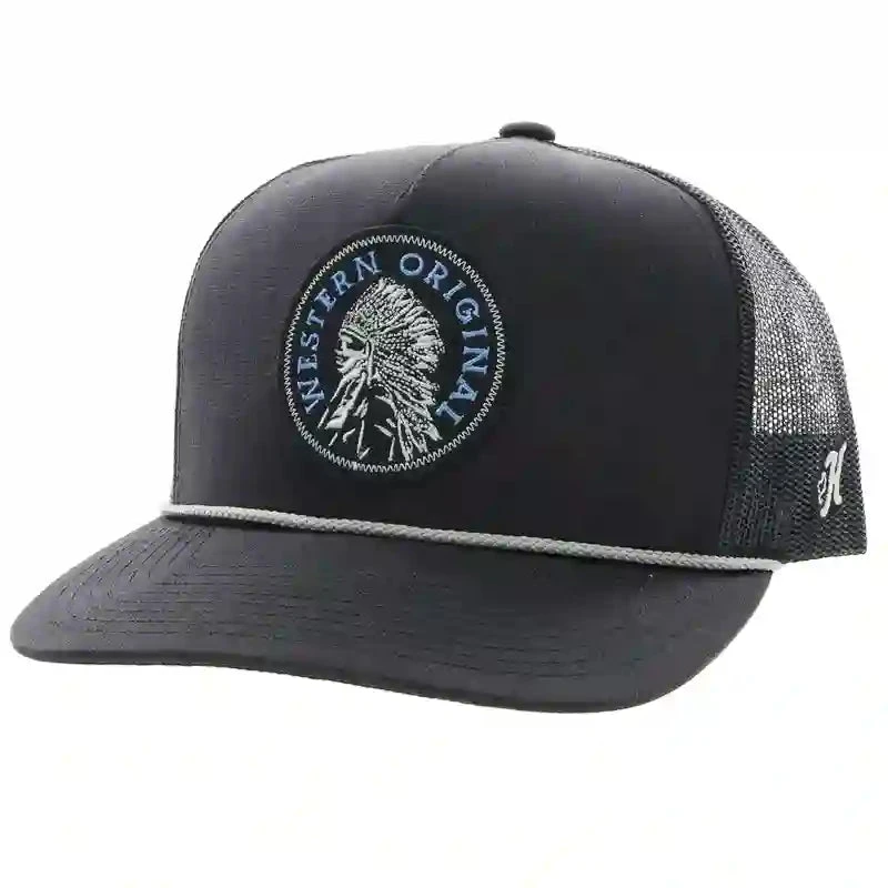 Hooey High Profile Black Cap-Native Am. Headdress Patch 3 Hooey High Profile Black Cap-Native Am. Headdress Patch