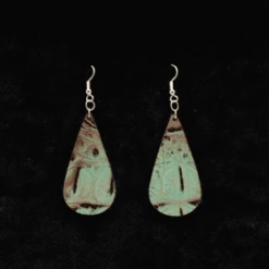 Turquoise And Brown Croco Drop Earrings