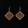 Brown And Turquoise Tool Square Leather Earrings -Weaver Leather Cowboy Store 30969