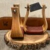 Nettles Stirrups 3" Flatbottom Varnish With Leveler -Weaver Leather Cowboy Store 3 FV Lcopy