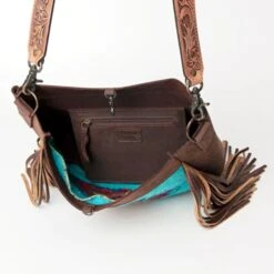 American Darling Chocolate Brown & Turq Fringe Bag -Weaver Leather Cowboy Store 4