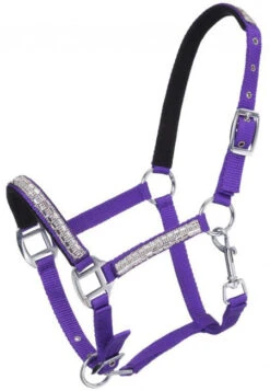 Adjustable Nylon Miniature Halter With Crystal Accents - Purple