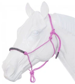 Poly Rope Tied Halter With Crystal Accents - Pink/Black
