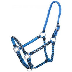 Braided Cord Halter With Crystal Accents - Turquoise/Black