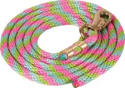 Mustang Pink, Aqua And Lime 9' Bull Lead Rope