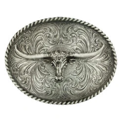 Montana Silversmiths Montana Silver Oval Longhorn Classic Antiqued Belt Buckle