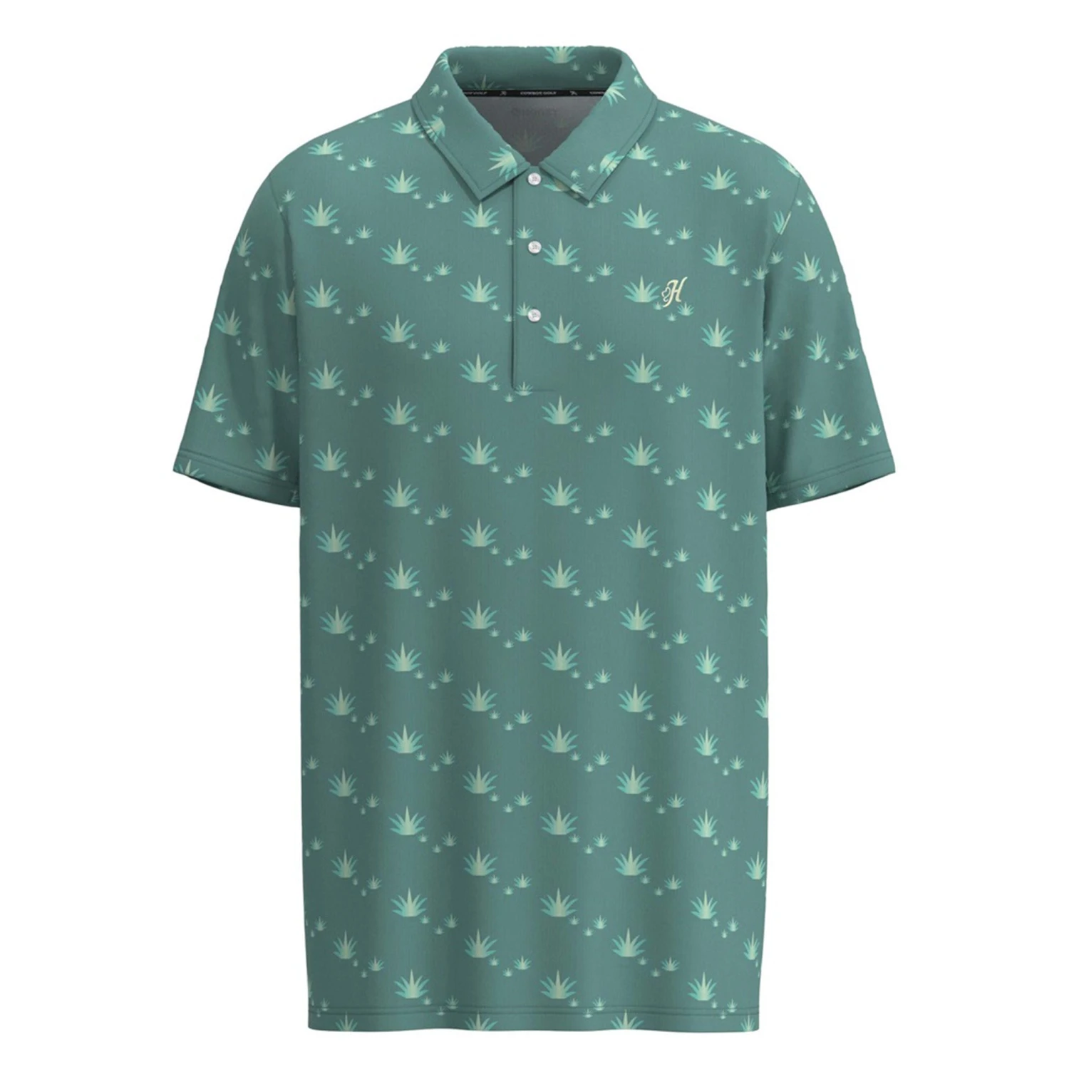 Hooey Men's Teal Agave Leaf Print Polo 3 Hooey Men's Teal Agave Leaf Print Polo