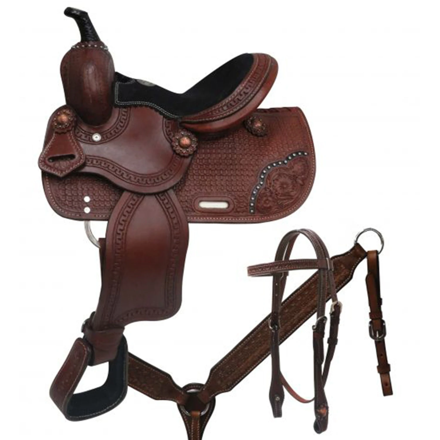 Double T Tooled Youth Saddle 3 Double T Tooled Youth Saddle
