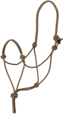 Mustang Premium Nylon Rope Halter - Black/Tan