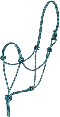 Mustang Premium Nylon Rope Halter - Turquoise/Black