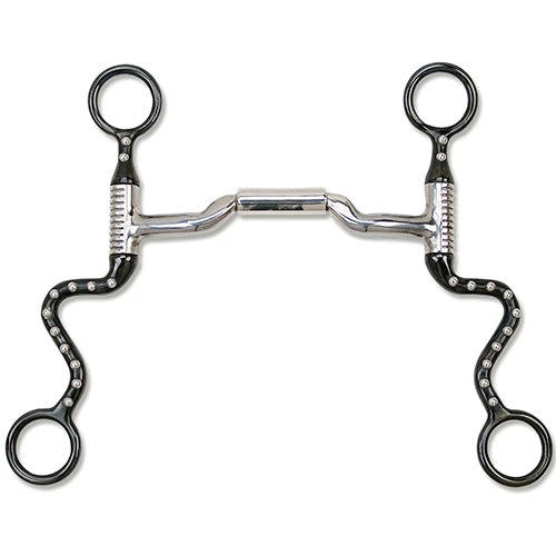 Myler 5" Black Seven Shank With Sweet Iron Mullen Barrel Low Port 3 Myler 5" Black Seven Shank With Sweet Iron Mullen Barrel Low Port