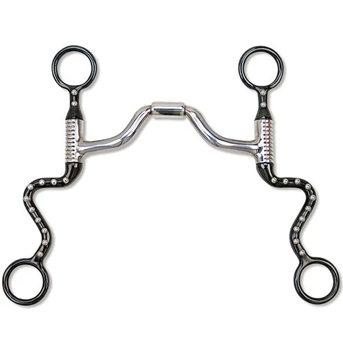 Myler 5" Black Seven Shank With Sweet Iron Ported Barrel 3 Myler 5" Black Seven Shank With Sweet Iron Ported Barrel