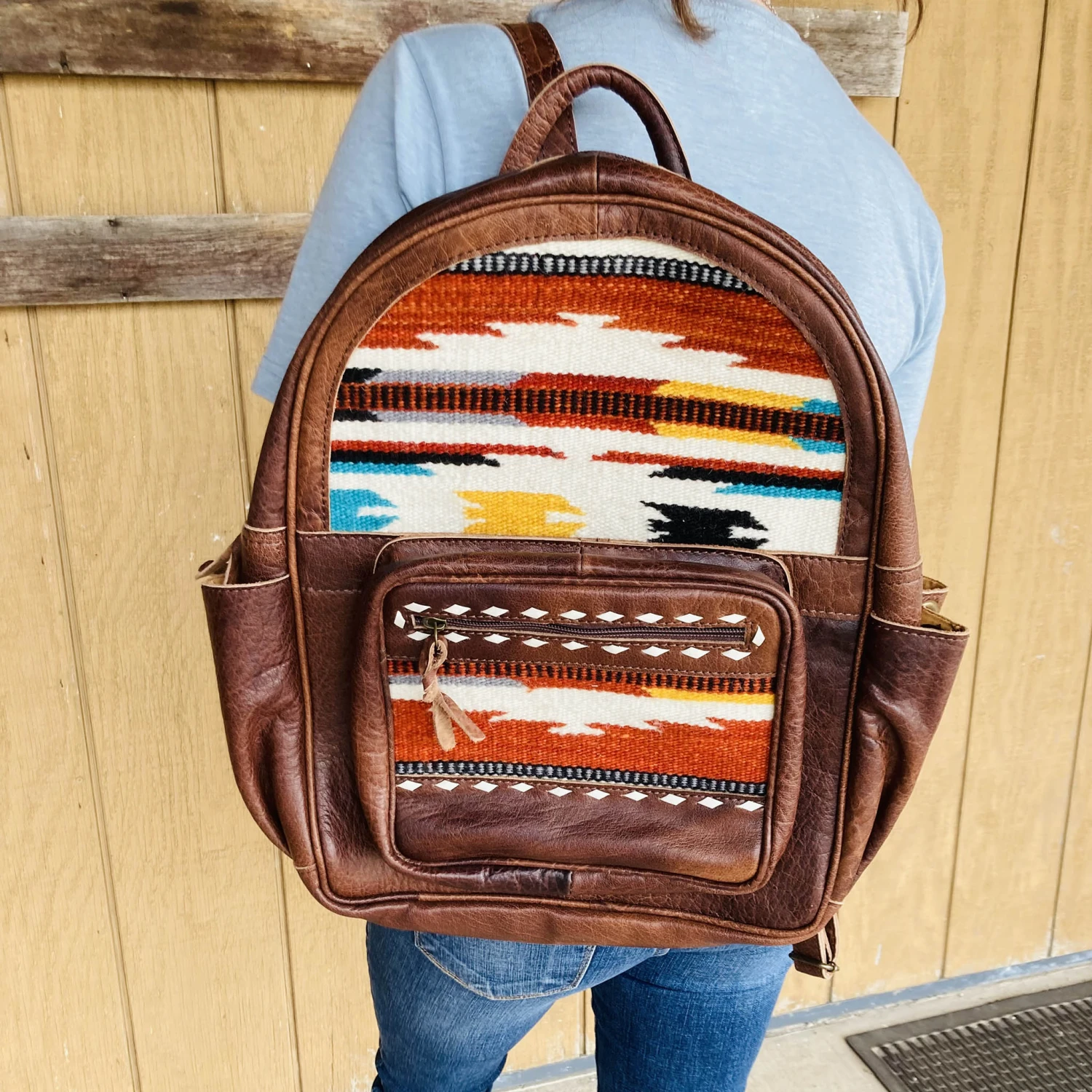 American Darling Leather Aztec Blanket Back Pack 3 American Darling Leather Aztec Blanket Back Pack
