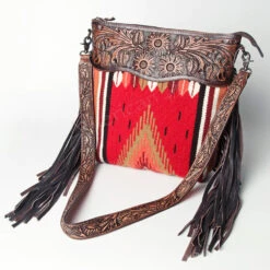 American Darling Conceal Carry Red Blanket Floral Tooled Bag -Weaver Leather Cowboy Store ADBGZ306E