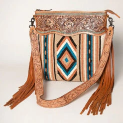 American Darling Tan Blanket Floral Tooled Purse -Weaver Leather Cowboy Store ADBGZ640