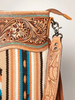 American Darling Tan Blanket Floral Tooled Purse -Weaver Leather Cowboy Store ADBGZ640 C