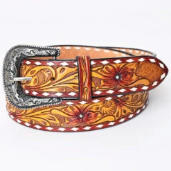 American Darling Yellow Tooled Floral Belt -Weaver Leather Cowboy Store ADBLF164B